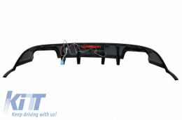 Rear Bumper Diffuser suitable for VW Golf VII (7.5) 17-20 Facelift R-Look Glossy Black With Led Stop Light