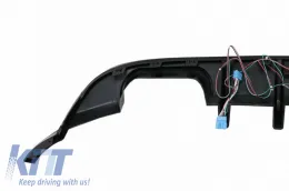 Rear Bumper Diffuser suitable for VW Golf VII (7.5) 17-20 Facelift R-Look Glossy Black With Led Stop Light-image-6319294