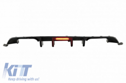 Rear Bumper Diffuser suitable for VW Golf VII (7.5) 17-20 Facelift R-Look Glossy Black With Led Stop Light
