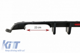 Rear Bumper Diffuser suitable for VW Golf VII (7.5) 17-20 Facelift R-Look Glossy Black With Led Stop Light