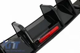 Rear Bumper Diffuser suitable for VW Golf VII (7.5) 17-20 Facelift R-Look Glossy Black With Led Stop Light-image-6320191