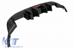 Rear Bumper Diffuser suitable for VW Golf VII (7.5) 17-20 Facelift R-Look Glossy Black With Led Stop Light