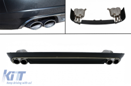 Rear Bumper Diffuser Valance with Exhaust Muffler Tips suitable for Audi A8 D4 Facelift (2015-2017) S8 Design-image-6054468