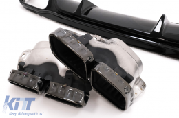 Rear Bumper Diffuser with Black Exhaust Muffler Tips suitable for Mercedes E-Class W213 S213 Standard (2016-2020) E63 Design-image-6094548