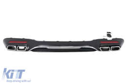 Rear Bumper Diffuser with Chrome Exhaust Muffler Tips suitable for Mercedes S-Class W222 Facelift Sport Line (2017-2020) S63 Design - RDMBW222FAMG