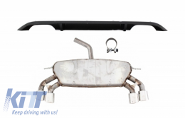 Rear Bumper Diffuser with Complete Exhaust System suitable for VW Golf 7 VII (2013-2016) R Design - COESVWG7RBFRD