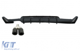 Rear Bumper Diffuser with Exhaust Muffler Tip Matte Carbon Fiber suitable for BMW 4 Series F32 F33 F36 (2013-2019) M Design - CORDBMF32MPCFKLT