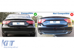 Rear Bumper Diffuser with Exhaust Muffler Tips suitable for Audi A5 8T Sportback Standard Non Facelift (2007-2011) S5 Design-image-6033948