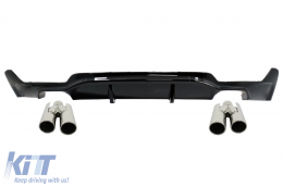 Rear Bumper Diffuser with Exhaust Muffler Tips suitable for BMW F32 F33 F36 (2013-) Coupe Cabrio 4 Series M Performance Design Piano Black
