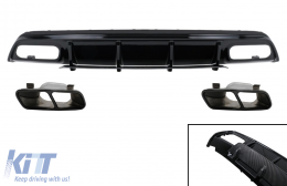 Rear Bumper Diffuser with Exhaust Muffler Tips suitable for Mercedes W176 A-Class (2013-2018) A45 Facelift Design - CORDMBW176FCFA45B