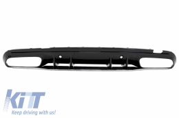 Rear Bumper Diffuser with Exhaust Muffler Tips suitable for Mercedes C-Class W205 S205 (2014-2020) C63S Design Only for AMG Sport Line-image-6055679