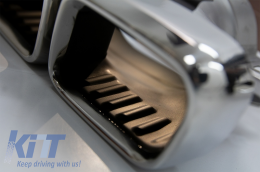 Rear Bumper Diffuser with Exhaust Muffler Tips suitable for Mercedes C-Class W205 S205 (2014-2020) C63S Design Only for AMG Sport Line-image-6055687