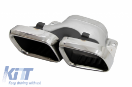 Rear Bumper Diffuser with Exhaust Muffler Tips suitable for Mercedes C-Class W205 S205 (2014-2020) C63S Design Only for AMG Sport Line-image-6055691