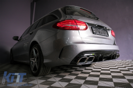 Rear Bumper Diffuser with Exhaust Muffler Tips suitable for Mercedes C-Class W205 S205 (2014-2020) C63S Design Only for AMG Sport Line-image-6085573