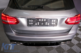 Rear Bumper Diffuser with Exhaust Muffler Tips suitable for Mercedes C-Class W205 S205 (2014-2020) C63S Design Only for AMG Sport Line-image-6085574