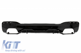 Rear Bumper Diffuser with Exhaust Muffler Tips Chrome and Trunk Boot Spoiler suitable for BMW 5 Series G30 Limousine (2017-2019) M Performance Design-image-6058106