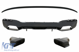 image-19-Rear Bumper Diffuser with Exhaust Muffler Tips Black and Trunk Boot Spoiler suitable for BMW 5 Series G30 Limousine (2017-2019) M Performance Design