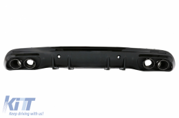 Rear Bumper Diffuser with Exhaust Muffler Tips suitable for Mercedes C-Class W205 (2014-2020) and Trunk Spoiler Piano Black-image-6073646