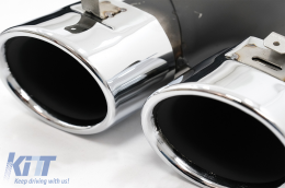 Rear Bumper Diffuser with Exhaust Muffler Tips suitable for Mercedes C-Class W205 S205 Sport Line (2014-2020) C43 Design-image-6078331