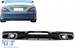 image-41-Rear Bumper Diffuser with Exhaust Muffler Tips suitable for Mercedes CLS Sedan W218 Sport Line (2011-2017)