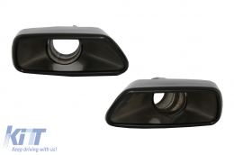 Rear Bumper Diffuser With Exhaust Tips suitable for BMW 5 Series G30 G31 Limousine Touring (2017-up) 540 M Performance Look Piano Black-image-6076143