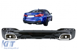 image-78-Rear Bumper Diffuser With Exhaust Tips suitable for BMW 5 Series G30 G31 Limousine Touring (2017-up) 540 M Performance Look Piano Black