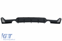 Rear Bumper Diffuser With Front Bumper Spoiler Lip suitable for BMW 4 Series F32 F33 F36 (2013-2019) Coupe Cabrio M Design Twin Single Outlet-image-6085870