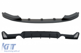 image-43-Rear Bumper Diffuser With Front Bumper Spoiler Lip suitable for BMW 4 Series F32 F33 F36 (2013-2019) Coupe Cabrio M Design Twin Single Outlet