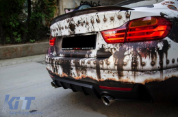 Rear Bumper Diffuser With Front Bumper Spoiler Lip suitable for BMW 4 Series F32 F33 F36 (2013-2019) Coupe Cabrio M Design Twin Single Outlet-image-6085888