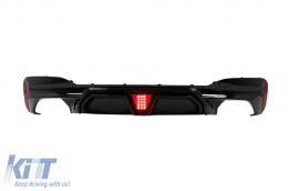 Rear Bumper Diffuser with LED suitable for BMW 5 Series G30 G31 Limousine Touring (2017-2024) M5 Design Piano Black - RDBMG30M5LED