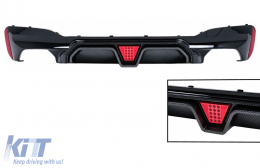 Rear Bumper Diffuser with LED suitable for BMW 5 Series G30 G31 Limousine Touring (2017-2024) M5 Design - RDBMG30M5DDS