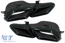 Rear Bumper Diffuser with Muffler Tips suitable for Mercedes C-Class W205 S205 (2014-2018) C63 Look Shadow Black only for Standard Bumper-image-6032974