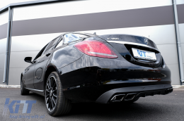 Rear Bumper Diffuser with Muffler Tips suitable for Mercedes C-Class W205 S205 (2014-2018) C63 Look Shadow Black only for Standard Bumper-image-6070186