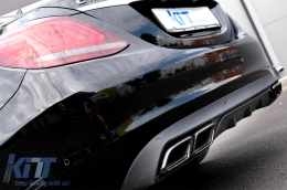 Rear Bumper Diffuser with Muffler Tips suitable for Mercedes C-Class W205 S205 (2014-2018) C63 Look Shadow Black only for Standard Bumper-image-6070189