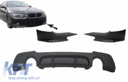 Rear Bumper Diffuser with Splitters suitable for BMW E92 Coupe 3 Series (2006-2010) M Performance Design Twin Single Outlet - CORDBME92MPDSOFLS