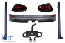 image-44-Rear Bumper Extension Complete Exhaust System suitable for VW Golf V 2003-2008 with Taillights Dynamic and Side Skirts GTI R32 Look