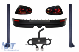 image-2-Rear Bumper Extension Complete Exhaust System suitable for VW Golf V 2003-2008 with Taillights Dynamic and Side Skirts R32 Look