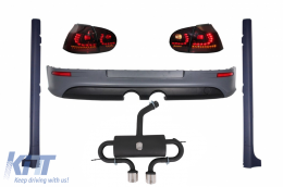 image-46-Rear Bumper Extension Complete Exhaust System suitable for VW Golf V (2003-2008) with LED Taillights Dynamic Red/Smoke and Side Skirts GTI R32 Look