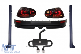 image-47-Rear Bumper Extension Complete Exhaust System suitable for VW Golf V 2003-2008 with LED Taillights Dynamic Red/Smoke and Side Skirts R32 Look