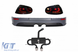 image-36-Rear Bumper Extension Complete Exhaust System suitable for VW Golf V 2003-2008 with Taillights Black/Smoke Dynamic R32 Look