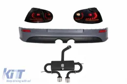 image-5-Rear Bumper Extension Complete Exhaust System suitable for VW Golf V 2003-2008 with Taillights Black/Smoke Dynamic R32 Look