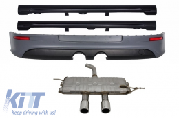 Rear Bumper Extension suitable for VW Golf 5 V (2003-2007) R32 Look & Side Skirts & Complete Exhaust System - CORBVWG5R32SSE