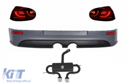 Rear Bumper Extension suitable for VW Golf 5 V (2003-2007) with LED Taillights and Complete Exhaust System R32 Look - CORBVWG5R32ESTL