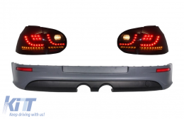 Rear Bumper Extension with Taillights LED Smoke Black suitable for VW Golf 5 V (2003-2007) R32 Look
