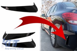 Rear Bumper Flaps Side Fins Flics suitable for Mercedes C Class W205 (2014-2020) Piano Black