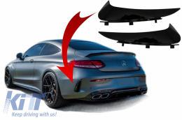 Rear Bumper Flaps Side Fins Flics suitable for Mercedes C-Class C205 A205 (2014-2018) Coupe Cabriolet Piano Black - RBSPMBC205AMG