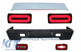 Rear Bumper Roof Spoiler suitable for Mercedes G-class W463 (1989-2015) with Full LED Taillights Light Bar Red Dynamic Sequential Turning Lights and Fog Lamp Red Clear - CORBMBW463AMGLBR