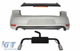 Rear Bumper Roof Spoiler with LED Brake Light suitable for VW Golf 6 VI (2008-2012) and Exhaust System GTI Design - CORBVWG6GTIRWES