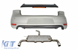 Rear Bumper Roof Spoiler with LED Brake Light suitable for VW Golf 6 VI (2008-2012) and Exhaust System GTI Design - CORBVWG6GTIESBFRW