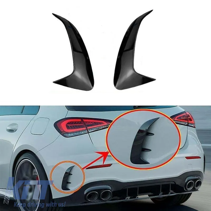 Rear Bumper Side Flaps / Vents Suitable for Mercedes-Benz A-Class W177 Hatchback With A Design Line Bumper Glossy Black 2 Pieces